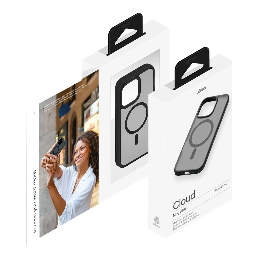Чехол защитный uBear Cloud Mag Case iPhone 16 Pro, силк-тач, черный